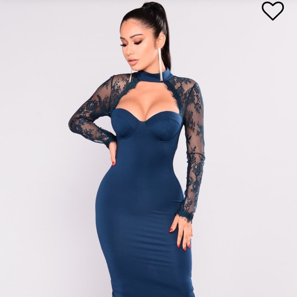 fashion nova blue lace dress